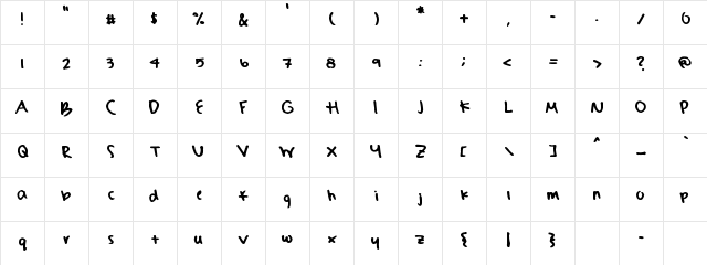 Sydney's Hand Regular  glyph index