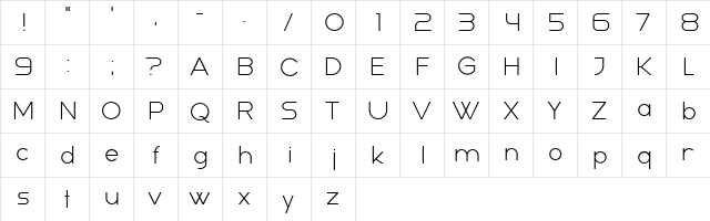 Samara Regular  glyph index