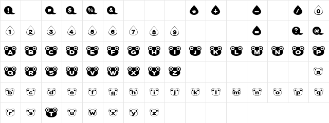 kaeru Regular  glyph index