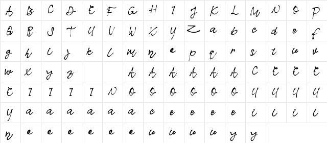 Nielsen Owen Demo Script Regular  glyph index