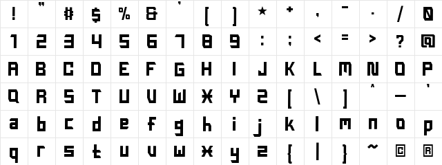 Peradaban Regular  glyph index