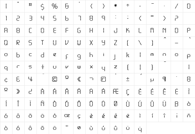 Black Crow 1 Regular  glyph index