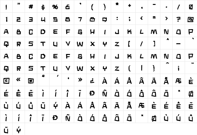 Noodle soup Regular  glyph index