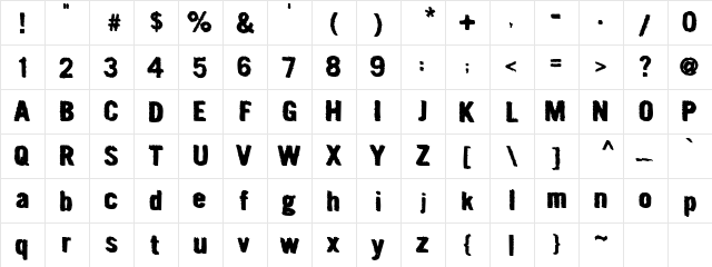 Urban Regular  glyph index