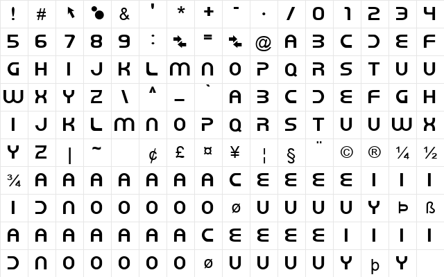 New World Vibes Regular  glyph index