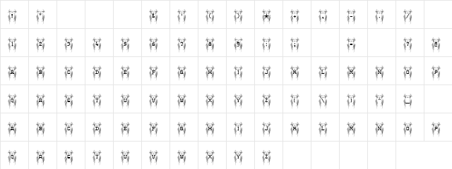 Wonder Fonts Regular  glyph index