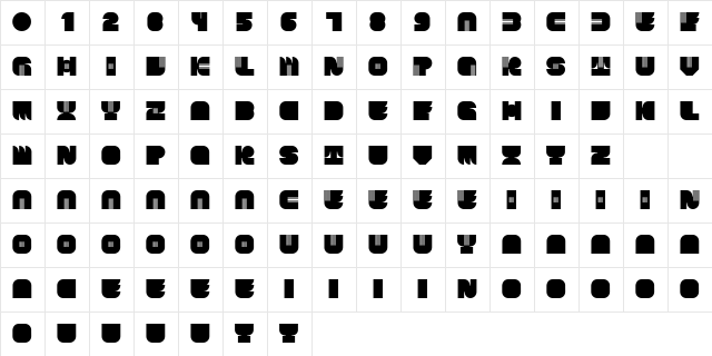 KARL Zone Regular  glyph index