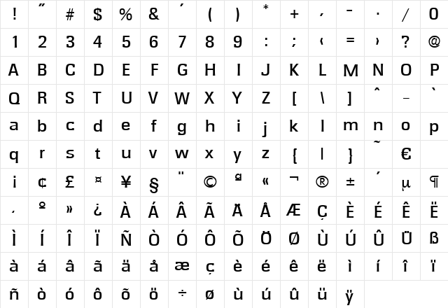 Rochester-Medium Regular  glyph index
