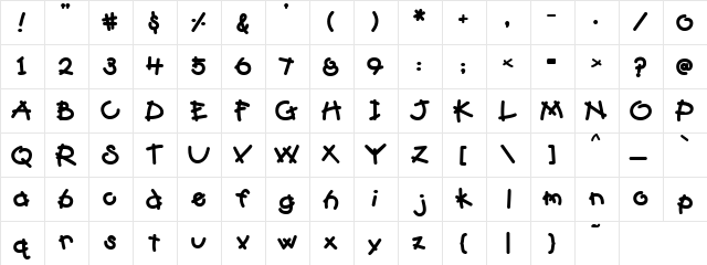 PC Kid Regular  glyph index