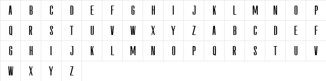 The Fourth Avenue Sans Regular  glyph index