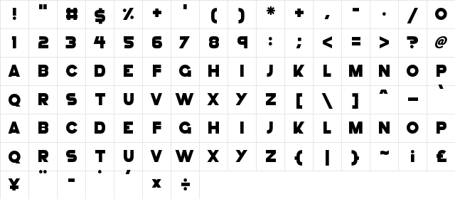 GoGo Hack Regular  glyph index