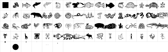 TribalFigTwo Regular  glyph index