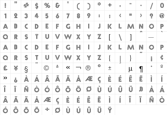 Neon Font  glyph index
