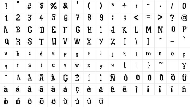 XiloGaldino Regular  glyph index
