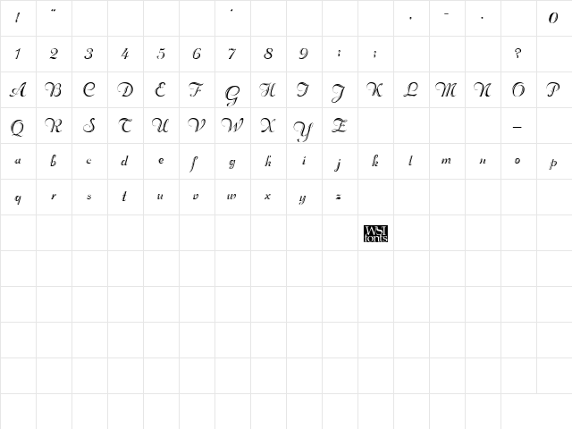 WinstonScript Regular  glyph index