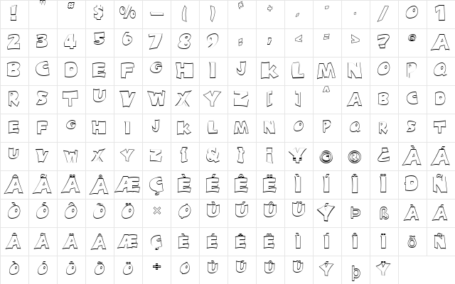 FZ JAZZY 10 HOLLOW Light  glyph index