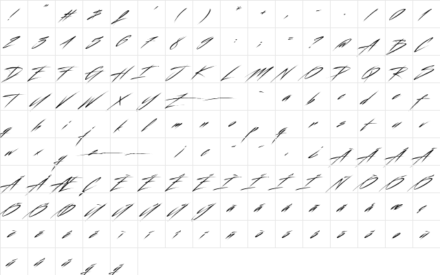 Beastform Regular  glyph index