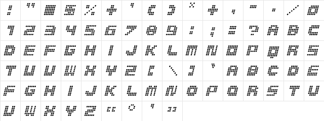 MedLed Italic  glyph index