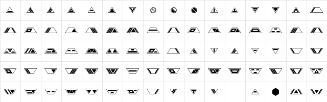 Gobotronic Regular  glyph index