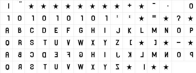 Reversina Thin Regular  glyph index