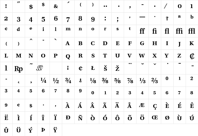 Veracity Pro SSi Semi Bold  glyph index