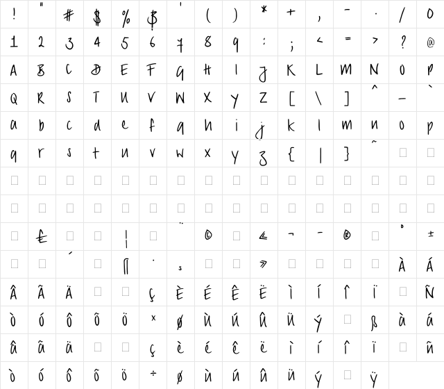 PT Script (Unreg.) Sirocco Regular  glyph index
