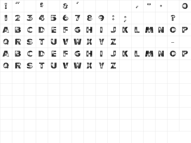 GE Fireworks Regular  glyph index