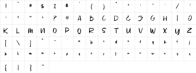 Valentiny Regular  glyph index