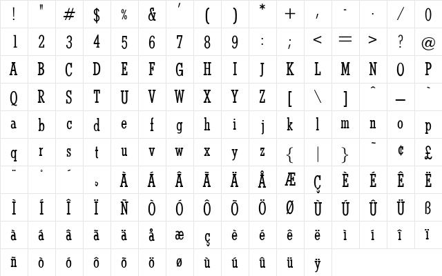 OPTIStymie Regular  glyph index