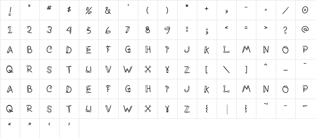 LD Tricky Treats Regular  glyph index