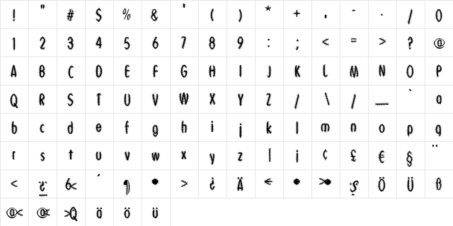 BlackberryPlants Regular  glyph index