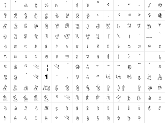 Cartoon Blocks Christmas Regular  glyph index