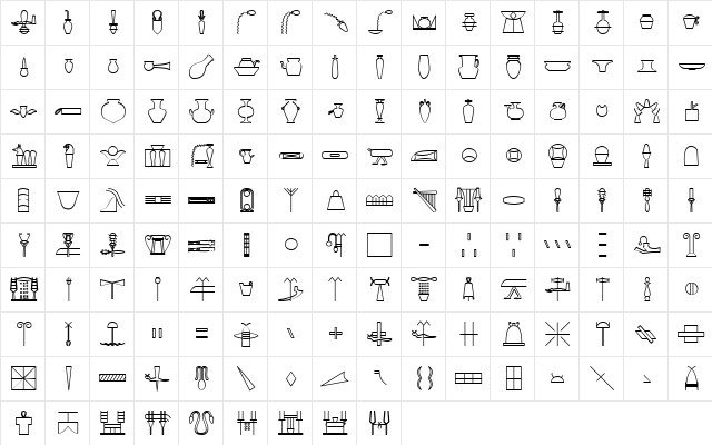 GlyphExtLibR Bold  glyph index