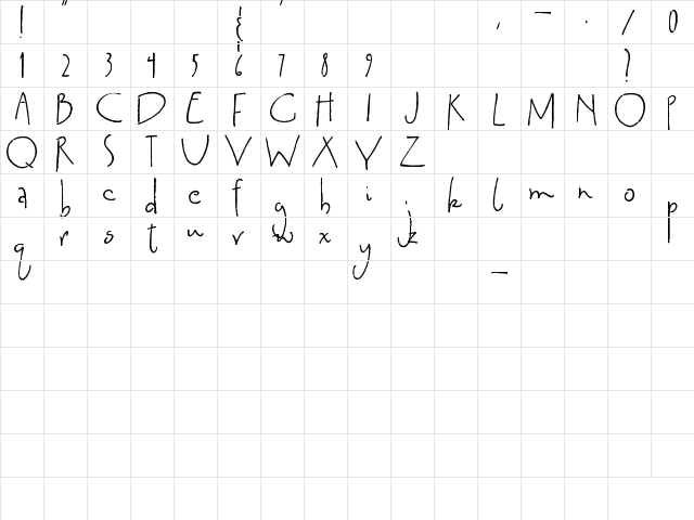 Smitten Kitten Regular  glyph index