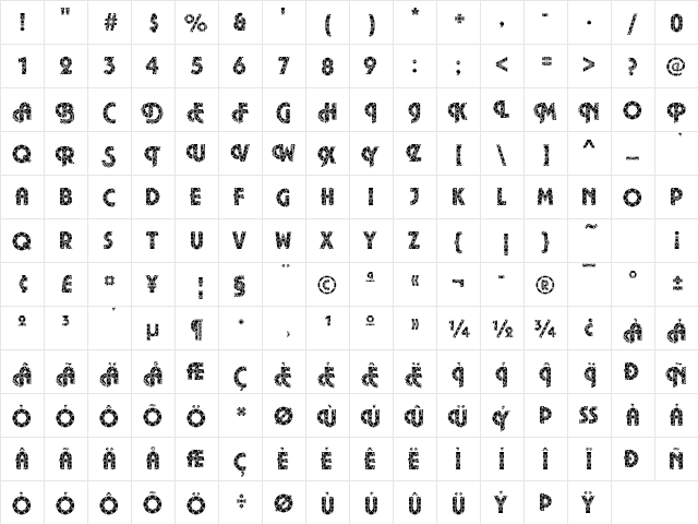 Plaza29 Becker Regular  glyph index