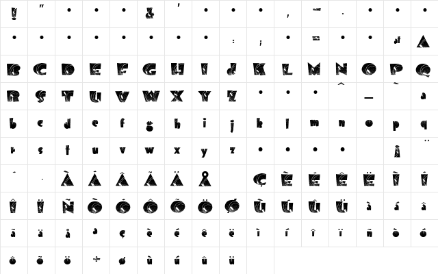 BoldDisplay19412K Regular  glyph index