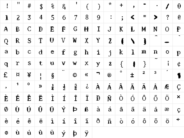 FZ DIGITAL 1 MANGLED Normal  glyph index