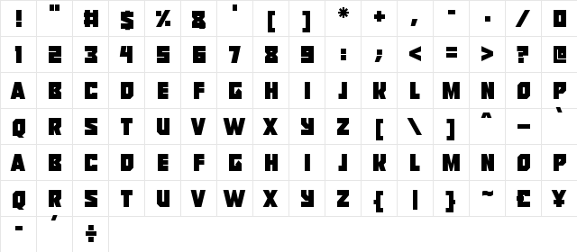 Reavers Regular  glyph index