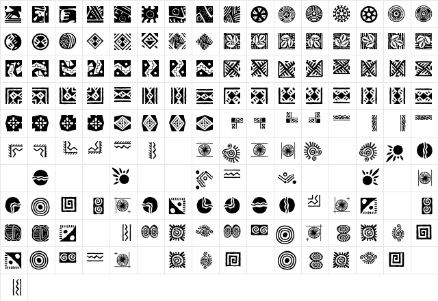 BorderfontCulturalsPlain Regular  glyph index