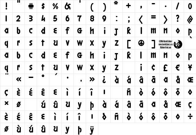 Boston LineBold Aligned Regular  glyph index