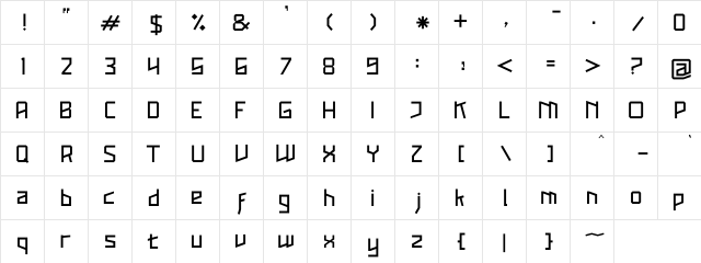 Kagaku Regular  glyph index