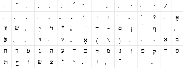 ShalomOldStyle Regular  glyph index
