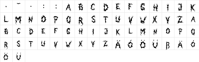 Dark Garden Regular  glyph index