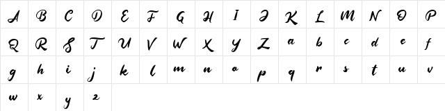 Nightland Regular  glyph index