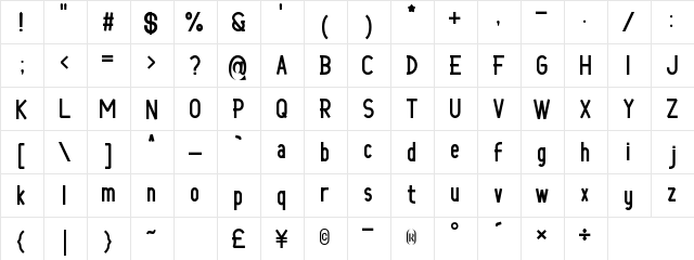 Boomerang Regular  glyph index