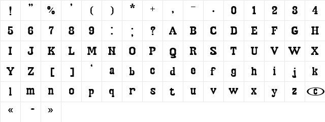 Egipet Bold  glyph index