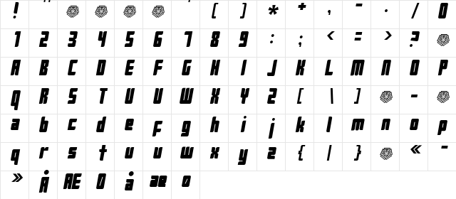 Push Black Regular  glyph index