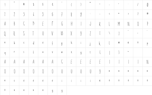 Flowerista Regular  glyph index