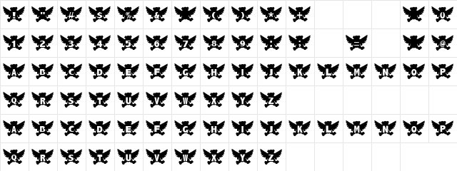 Lucifer Regular  glyph index