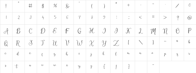 Besttea Regular  glyph index
